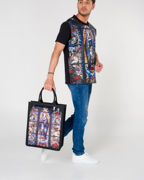 VİTRAY TRANSPARAN BASKILI DERİ ÇANTA