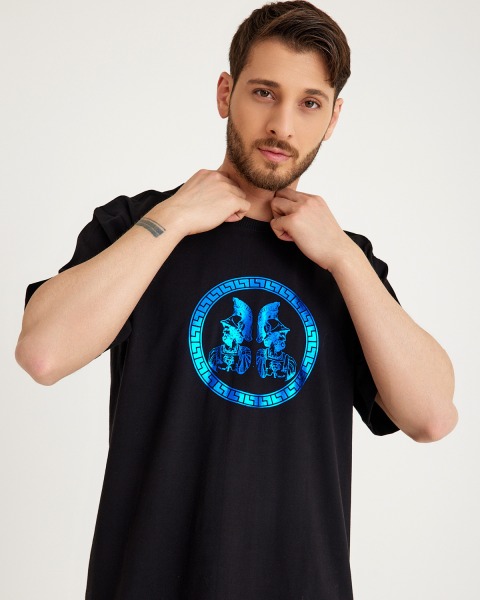 ARES MAVİ VARAK BASKILI T-SHIRT