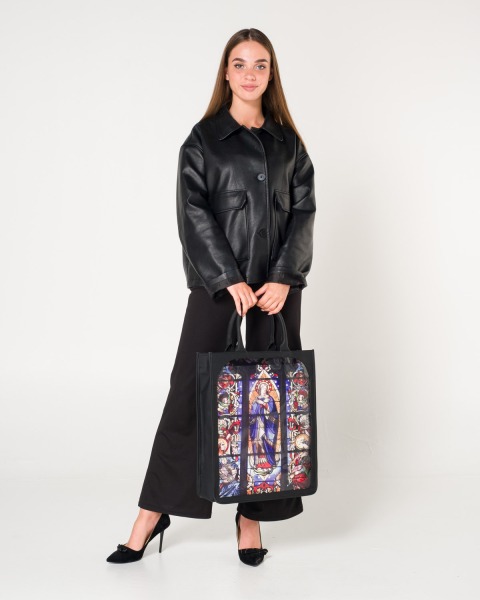 VİTRAY TRANSPARAN BASKILI DERİ ÇANTA