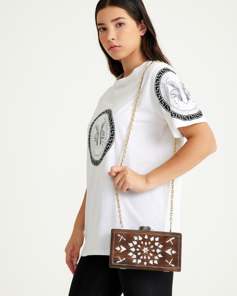 AHŞAP ÜZERİNE SEDEF KAKMA ELİŞİ ÇANTA