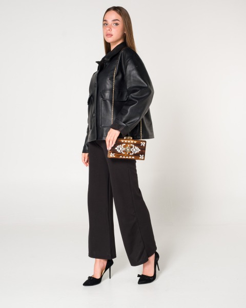 AHŞAP ÜZERİNE SEDEF KAKMA ELİŞİ ÇANTA